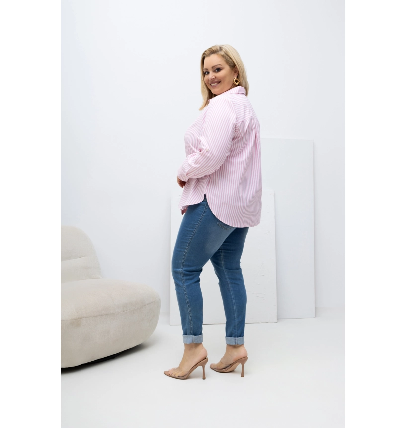 M55100 KOSZULA VANESSA OXFORD PASKI RÓŻOWE