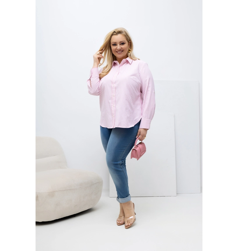 M55100 KOSZULA VANESSA OXFORD PASKI RÓŻOWE