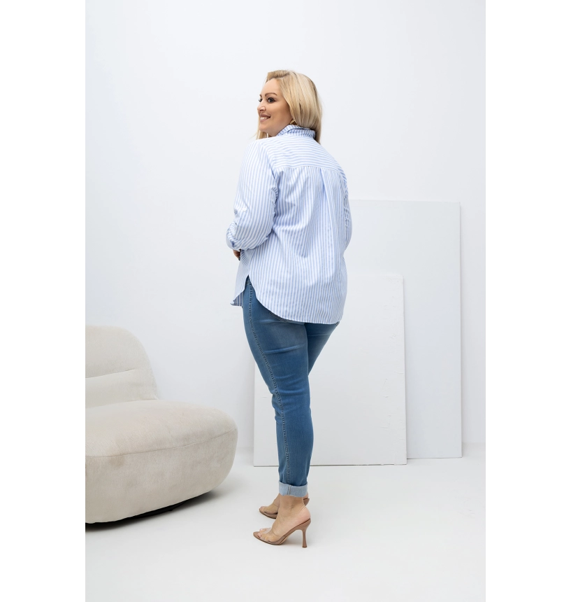 M55101 KOSZULA VANESSA OXFORD PASKI NIEBIESKIE