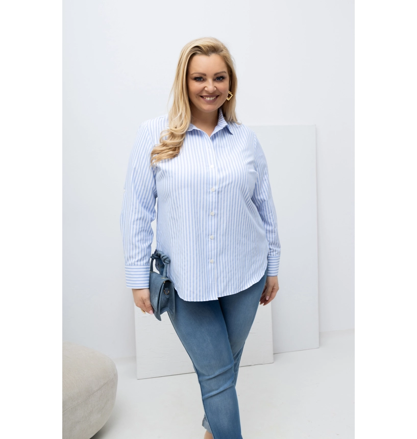 M55101 KOSZULA VANESSA OXFORD PASKI NIEBIESKIE