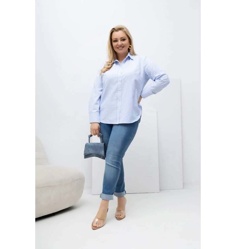 M55101 KOSZULA VANESSA OXFORD PASKI NIEBIESKIE