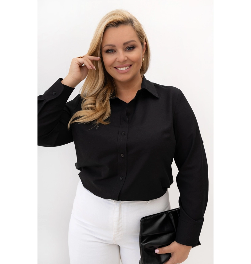 M55401 KOSZULA VANESSA OXFORD CZARNA MIĘKKA