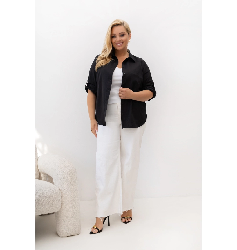 M55401 KOSZULA VANESSA OXFORD CZARNA MIĘKKA