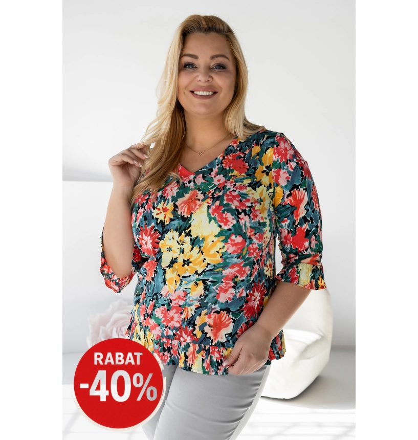 M56560 BLUZKA FANTASY WZÓR KWIATY LATO