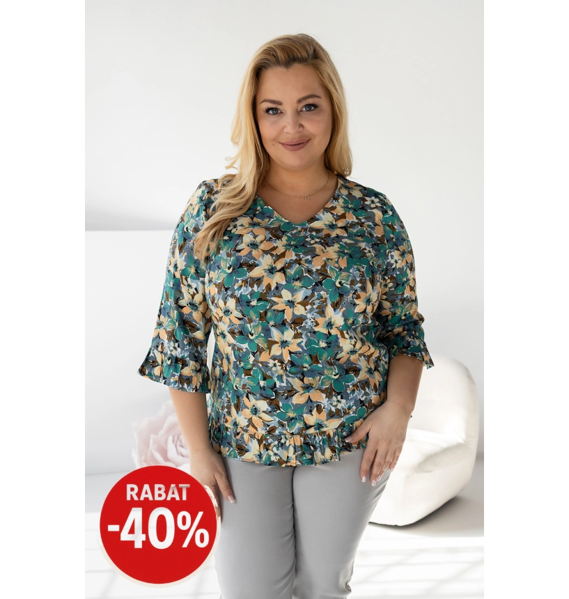 M56561 BLUZKA FANTASY WZÓR ŻONKILE TURKUS M56561 BLUZKA FANTASY WZÓR ŻONKILE TURKUS