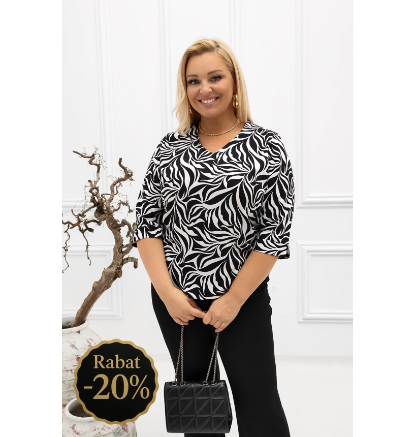 M57100 BLUZKA AMBER WZÓR ŻYRAFA BIAŁO CZARNA M57100 BLUZKA AMBER WZÓR ŻYRAFA BIAŁO CZARNA