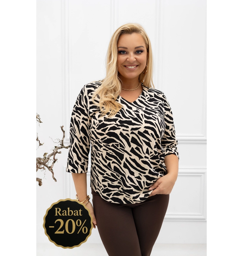 M57101 BLUZKA AMBER WZÓR ŻYRAFA KREMOWO CZARNA M57101 BLUZKA AMBER WZÓR ŻYRAFA KREMOWO CZARNA