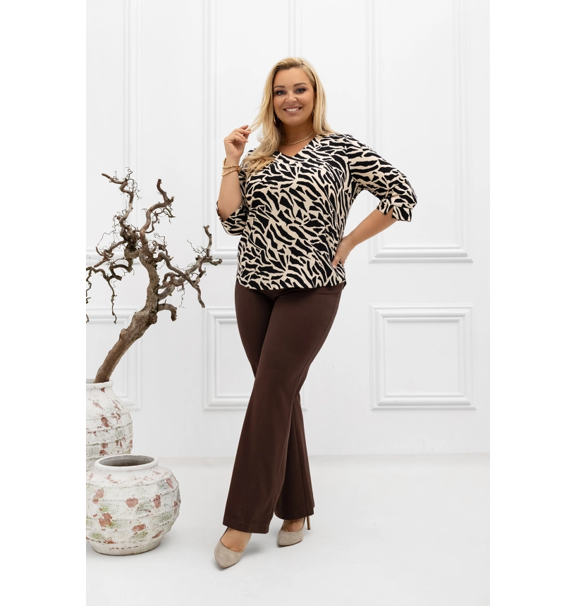 M57101 BLUZKA AMBER WZÓR ŻYRAFA KREMOWO CZARNA M57101 BLUZKA AMBER WZÓR ŻYRAFA KREMOWO CZARNA