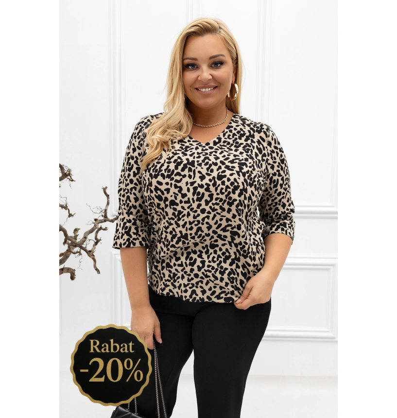 M57102 BLUZKA AMBER WZÓR PANTERKA BEŻOWA
