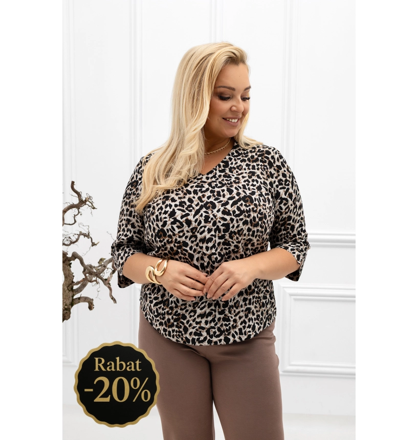 M57103 BLUZKA AMBER WZÓR PANTERKA BRĄZOWA M57103 BLUZKA AMBER WZÓR PANTERKA BRĄZOWA