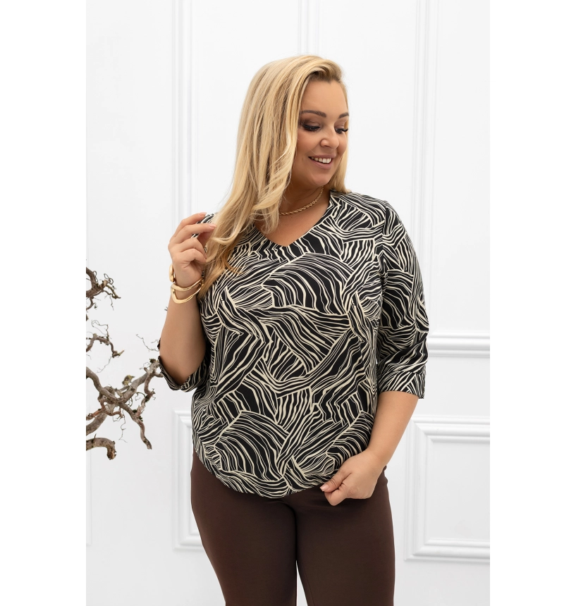 M57104 BLUZKA AMBER WZÓR ZEBRA BEŻOWO CZARNA M57104 BLUZKA AMBER WZÓR ZEBRA BEŻOWO CZARNA