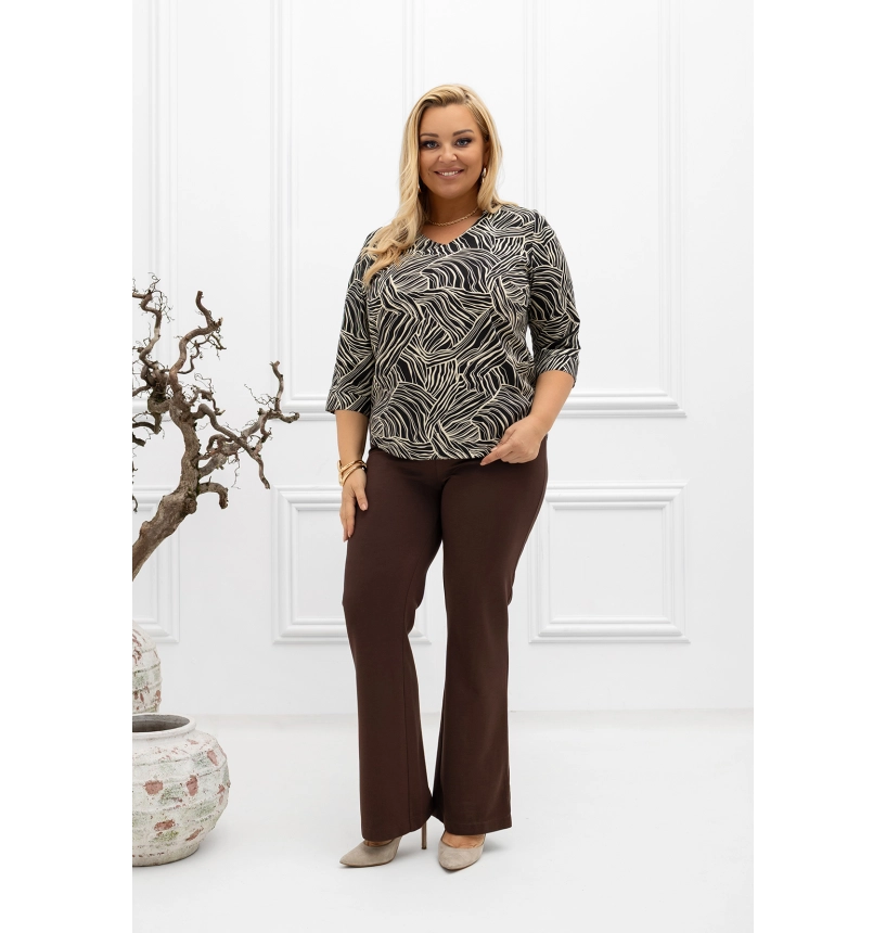 M57104 BLUZKA AMBER WZÓR ZEBRA BEŻOWO CZARNA M57104 BLUZKA AMBER WZÓR ZEBRA BEŻOWO CZARNA