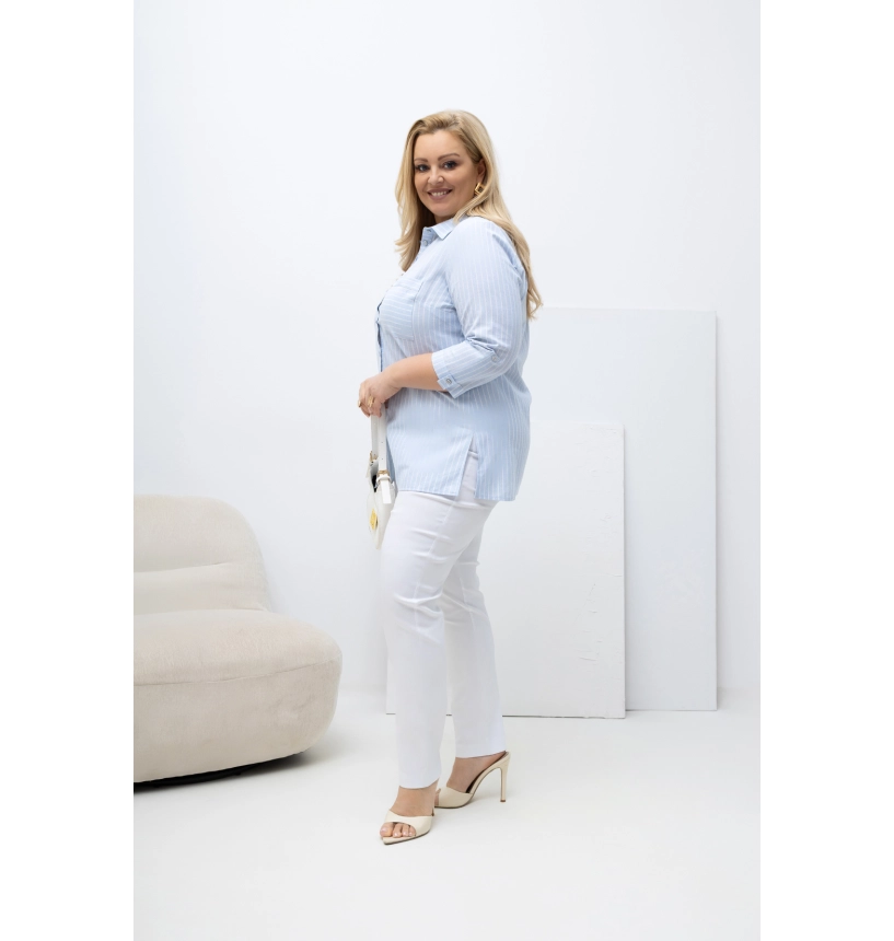 M84505 KOSZULA MARINE W PASKI TENIS BŁĘKITNA