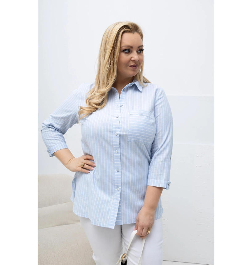 M84505 KOSZULA MARINE W PASKI TENIS BŁĘKITNA