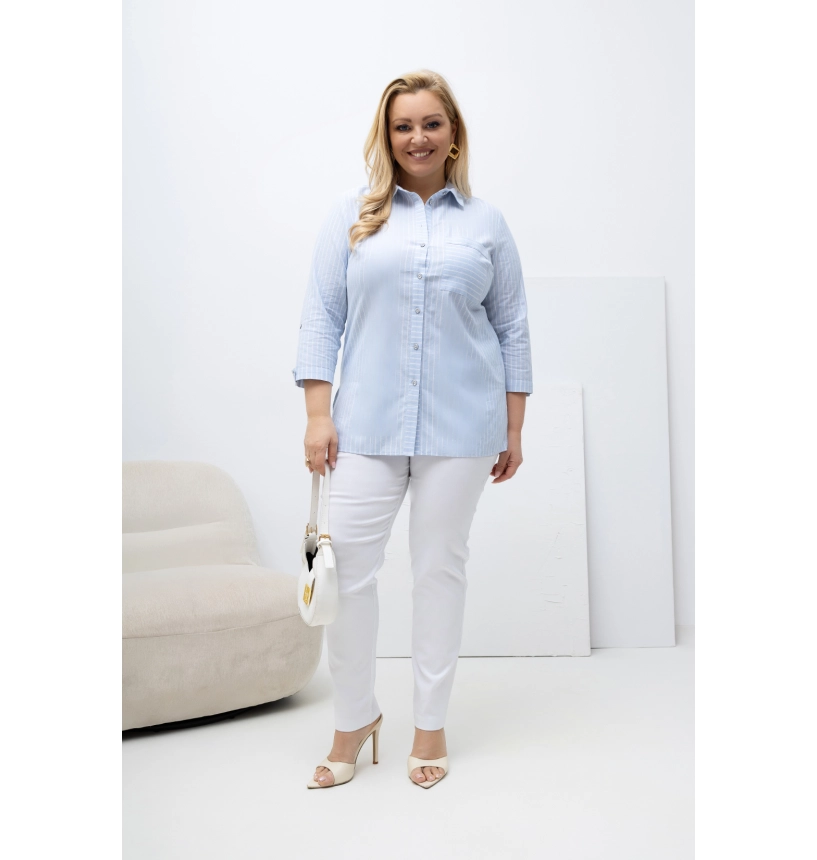 M84505 KOSZULA MARINE W PASKI TENIS BŁĘKITNA