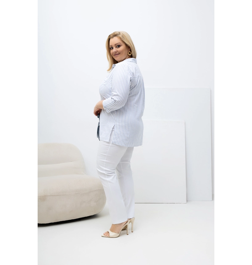 M84506 KOSZULA MARINE TENIS BIAŁA W PASEK NIEBIESKI